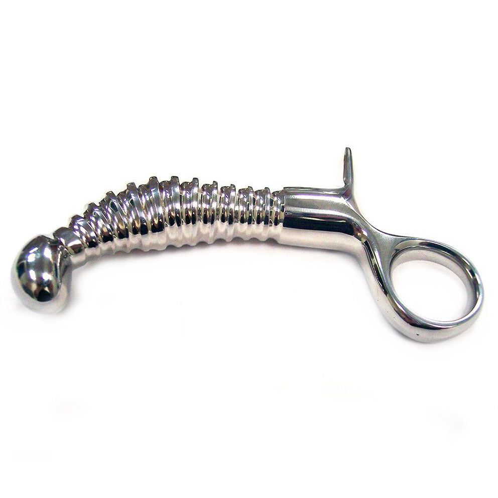 Sonda anal acanalada de acero inoxidable Rouge con mango