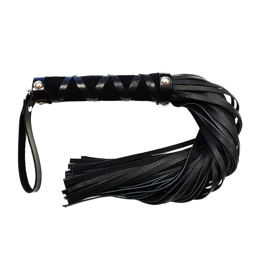 Martinet court en cuir avec clous Rouge