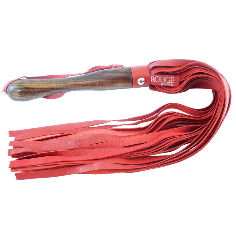 Rouge Garments Martinet en cuir rouge avec manche en bois